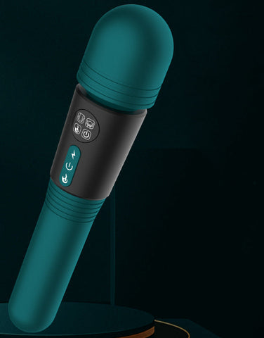 Powerful Dual Stimulation Wand  Heated Tip Multi Mode Lcd Display Green Massagers & Wands
