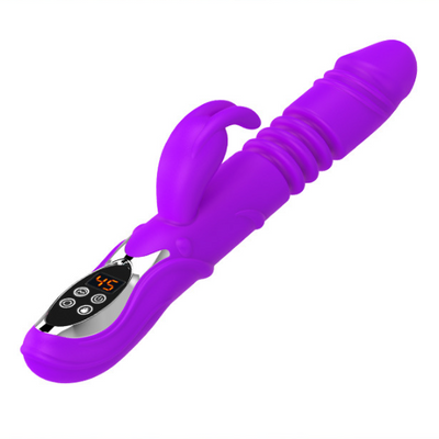 (Purple)Ultimate G Spot & Clitoral Rabbit  Telescopic Heated Rotating G Spot s