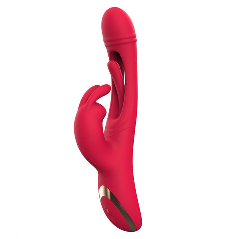 Red Sensual Dual Action Rabbit  G Spot Massager & Flickering Clitoral Tongue 12 Intense Modes, Usb Rechargeable Silicone G Spot s