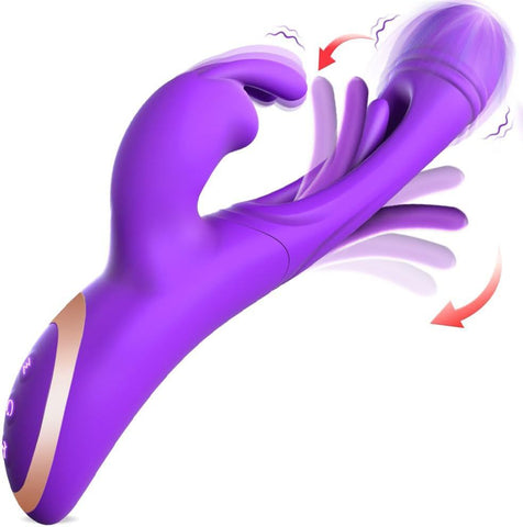 Purple Sensual Dual Action Rabbit  G Spot Massager And Flickering Clitoral Tongue 12 Intense Modes Usb Rechargeable Silicone G Spot s