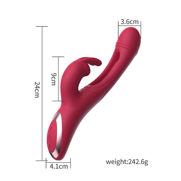 Deep Red Dual Action Rabbit  G Spot Massager & Flickering Clitoral Tongue 12 Intense Modes Usb Rechargeable Silicone G Spot s