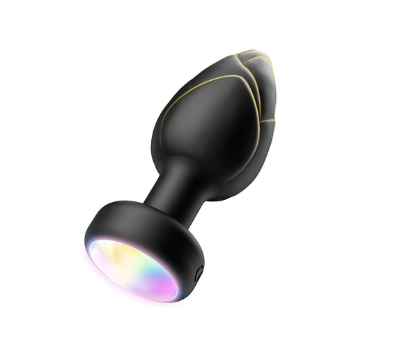 Black Luminous Led Vibrating Anal Plug With Wireless Remote 10 Speeds 7 Light Modes Waterproof Silicone Vibrating Butt Plugs