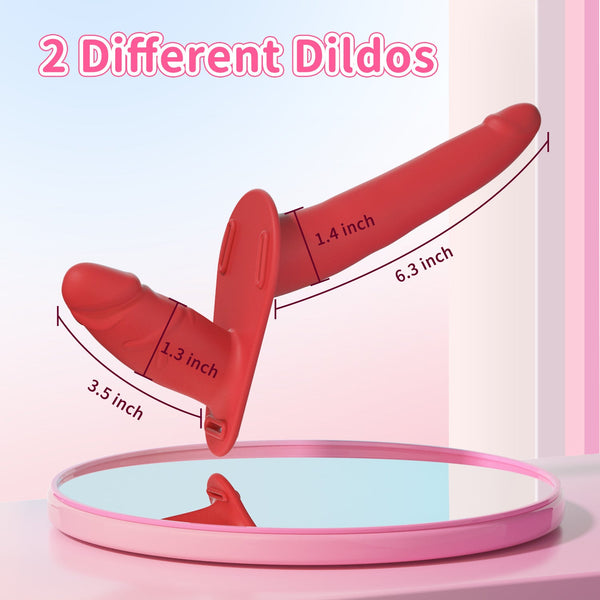 Red Versatile Unisex Dual Ended Silicone Strap On Dildo With Adjustable Leather Harness For Couples & Solo Play Strap Ons