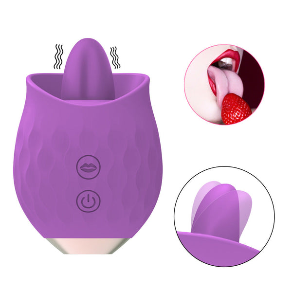 Purple Rosebud Flickering Tongue  10 Speed Clitoral & G Spot Stimulator Usb Magnetic Charging Clitoral s
