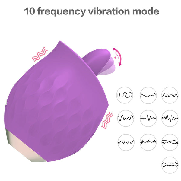 Purple Rosebud Flickering Tongue  10 Speed Clitoral & G Spot Stimulator Usb Magnetic Charging Clitoral s