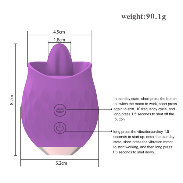 Purple Rosebud Flickering Tongue  10 Speed Clitoral & G Spot Stimulator Usb Magnetic Charging Clitoral s