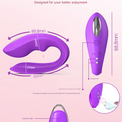 Pink Blisslink U Shaped Wearable Couple's  With Remote 12 Modes For Shared Intimacy & Solo Fun Wireless s