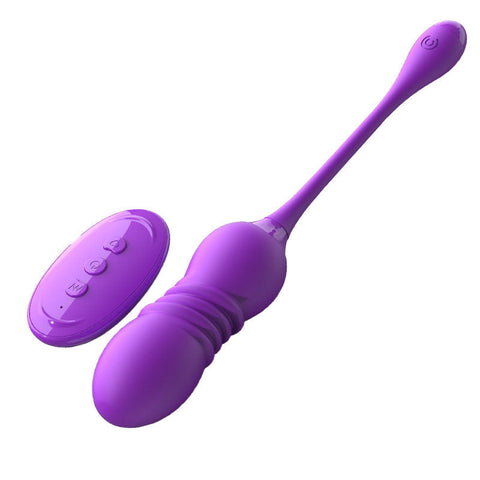 Purplethrustwave Remote Control Vibrating & Telescopic Pleasure Egg 12 Vibe & 3 Thrust Modes Wearable Fun Vibrating Eggs
