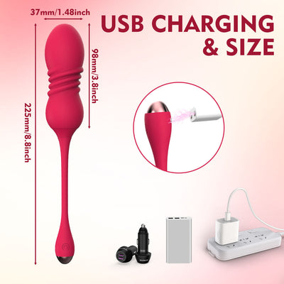 Red Thrustwave Remote Control Vibrating & Telescopic Pleasure Egg 12 Vibe 3 Modes Wearable Fun Vibrating Eggs