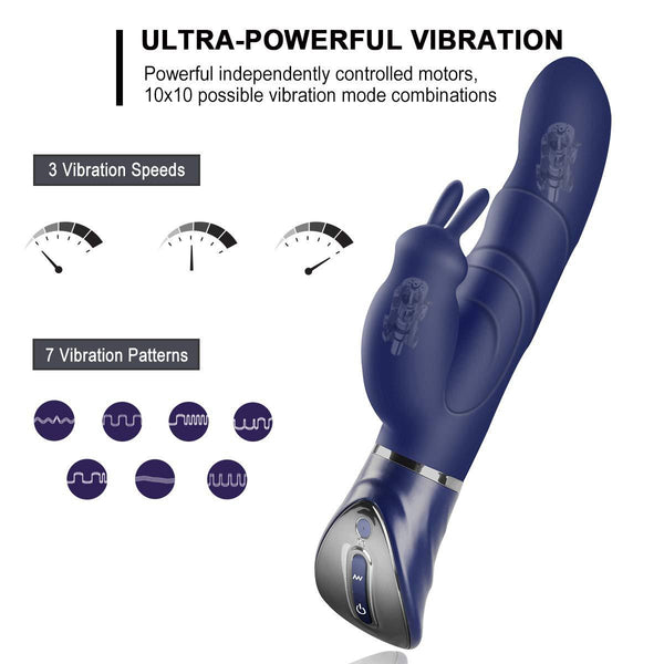 Blue Dual Action Rabbit  Female Pleasure Toy (Usb Rechargeable) Rabbit s