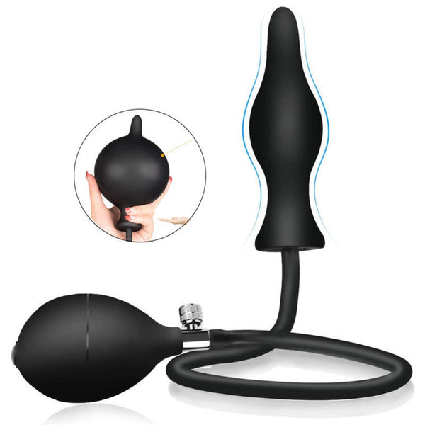 Black Classic Inflatable Butt Plug Large Silicone Dilator Non Vibrating Butt Plugs