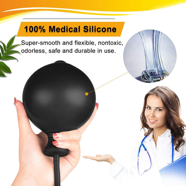 Black Classic Inflatable Butt Plug Large Silicone Dilator Non Vibrating Butt Plugs