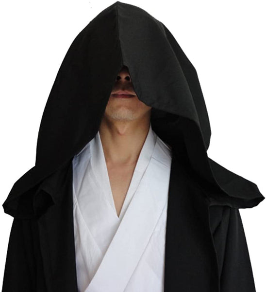 Black Shadow Wanderer Hooded Cape Premium Velvet Robe For Jedi Wizard & Medieval Cosplay Other Costume Accessories