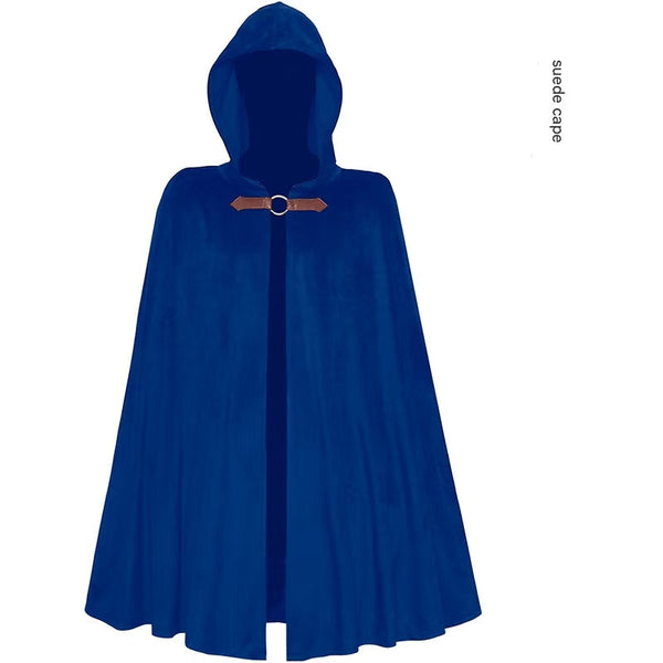 Blue Shadow Wanderer Hooded Cape Premium Velvet Robe For Jedi Wizard & Medieval Cosplay Other Costume Accessories