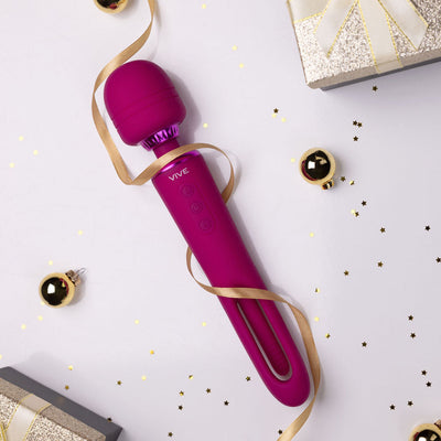 Vive Kiku Pink 25.2 Cm Usb Rechargeable Dual End Massage Wand With Flapping Tip Massagers & Wands