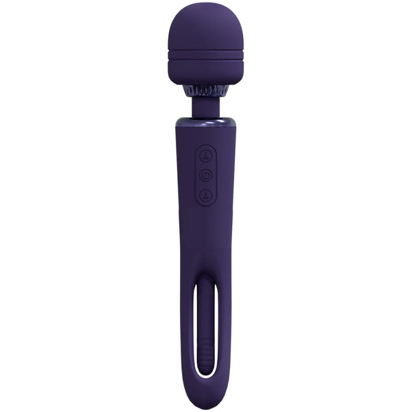 Vive Kiku Purple 25.2 Cm Usb Rechargeable Dual End Massage Wand With Flapping Tip Massagers & Wands