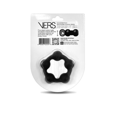 Vers Liquid Silicone Steel Motion C Ring Black  With Balls  Rings