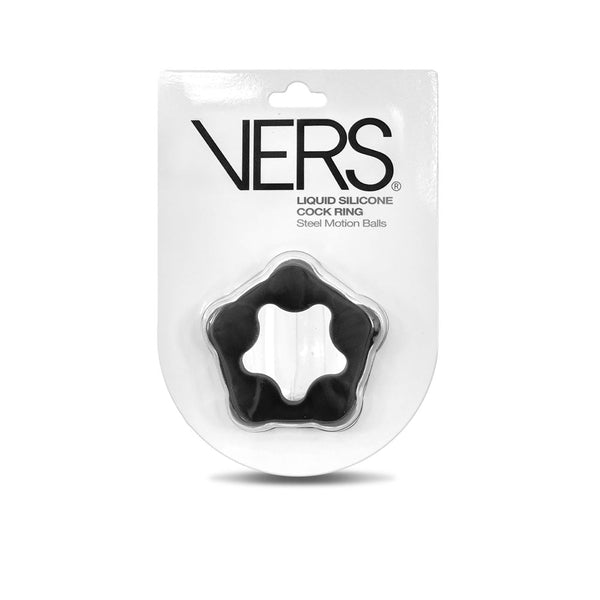 Vers Liquid Silicone Steel Motion C Ring Black  With Balls  Rings