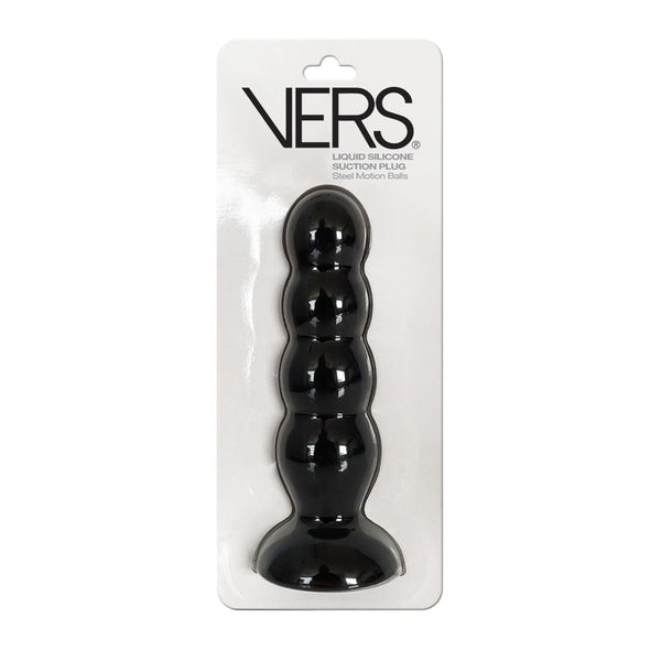Vers Liquid Silicone Suction Plug Black 16.5 Cm Butt With Internal Steel Balls Dildos