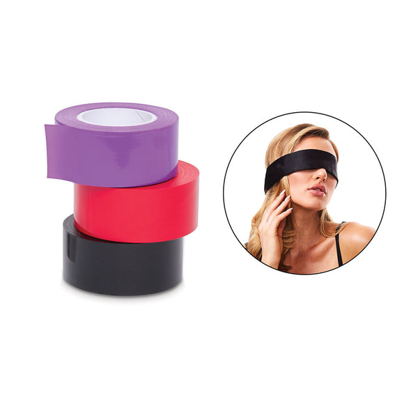 Whipsmart  Tape 3 Pack With Blindfold Set Of Coloured Tapes And Bonus Satin  & Restraints