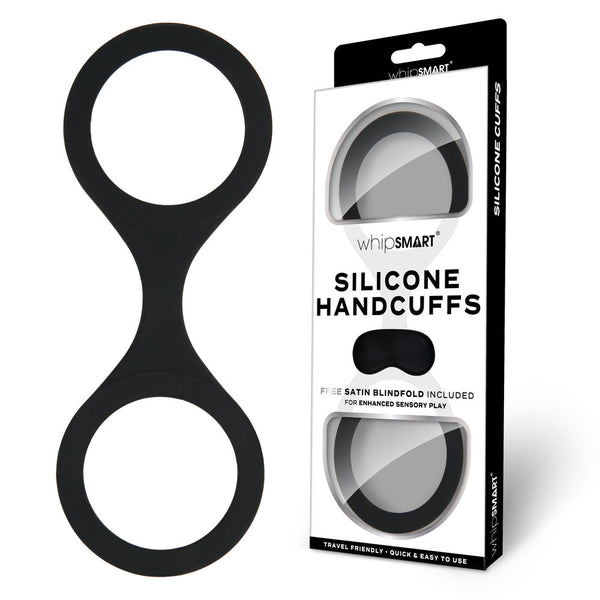 Whipsmart Silicone Handcuffs Black Restraint With Bonus Blindfold  & Restraints