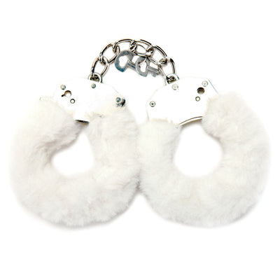 Whipsmart Classic Furry Cuffs White Restraints With Bonus Eye Mask Cuffs & Shackles