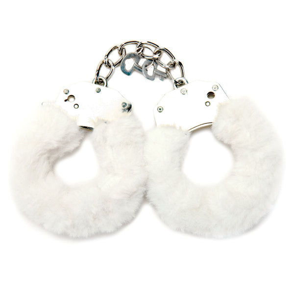 Whipsmart Classic Furry Cuffs White Restraints With Bonus Eye Mask Cuffs & Shackles