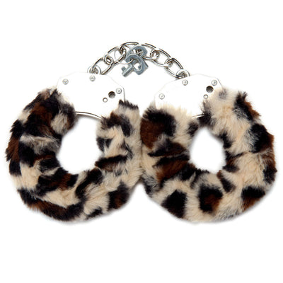 Whipsmart Classic Furry Cuffs Leopard Restraints With Bonus Eye Mask Cuffs & Shackles