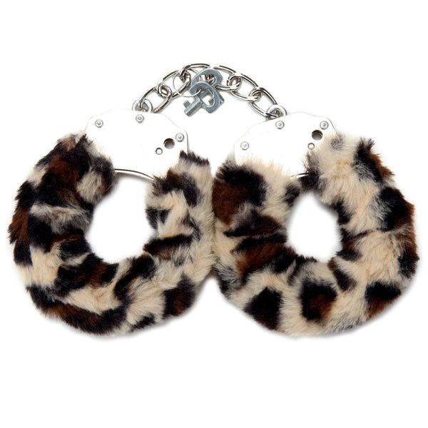 Whipsmart Classic Furry Cuffs Leopard Restraints With Bonus Eye Mask Cuffs & Shackles