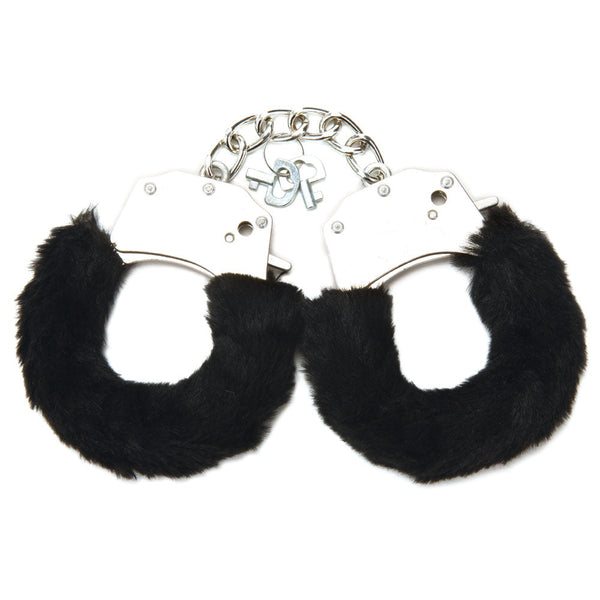 Whipsmart Classic Furry Cuffs Black Restraints With Bonus Eye Mask Cuffs & Shackles