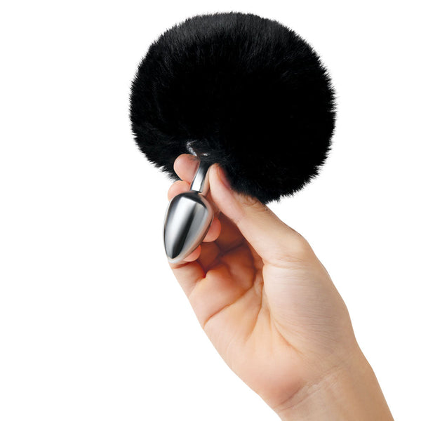 Whipsmart Furry Tales Black Bunny Tail Metal 6.3 Cm Butt Plug With Non Vibrating Butt Plugs