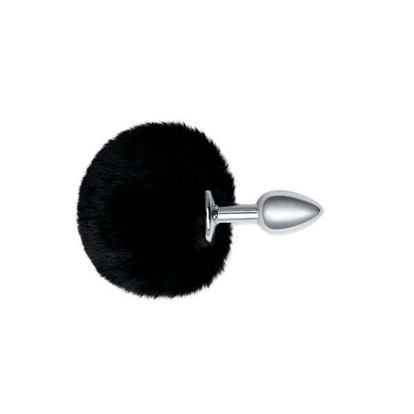 Whipsmart Furry Tales Black Bunny Tail Metal 6.3 Cm Butt Plug With Non Vibrating Butt Plugs