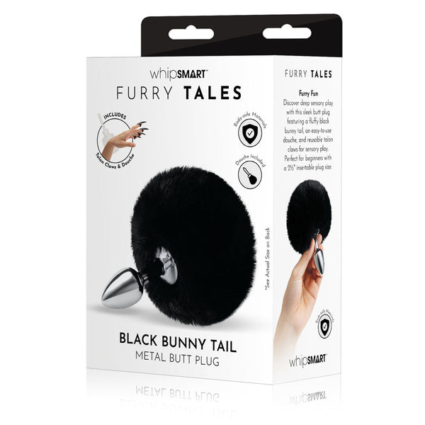 Whipsmart Furry Tales Black Bunny Tail Metal 6.3 Cm Butt Plug With Non Vibrating Butt Plugs