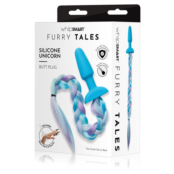 Whipsmart Furry Tales Silicone Unicorn Butt Plug Blue 8.9 Cm With Tail Vibrating Butt Plugs