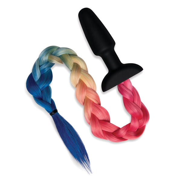 Whipsmart Furry Tales Silicone Rainbow Tail Black 8.9 Cm Butt Plug With Vibrating Butt Plugs