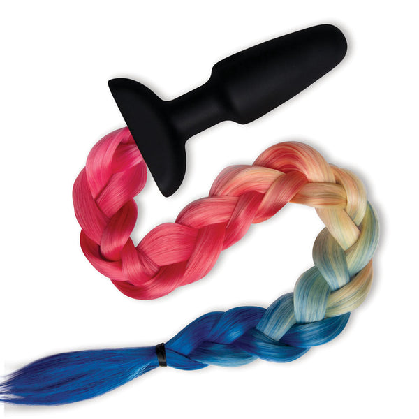 Whipsmart Furry Tales Silicone Rainbow Tail Black 8.9 Cm Butt Plug With Vibrating Butt Plugs