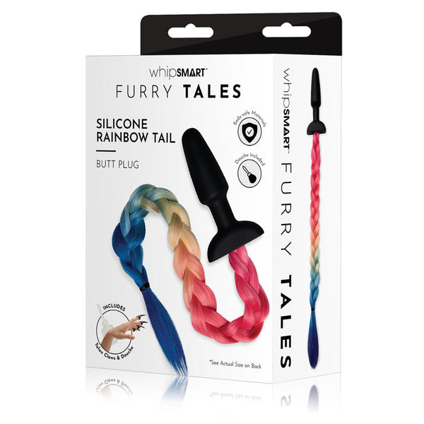 Whipsmart Furry Tales Silicone Rainbow Tail Black 8.9 Cm Butt Plug With Vibrating Butt Plugs