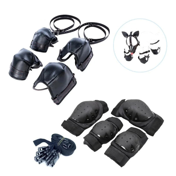 Gears Fetish Dog Slave Crawling Costume For Couples Restraint Kits & Sets