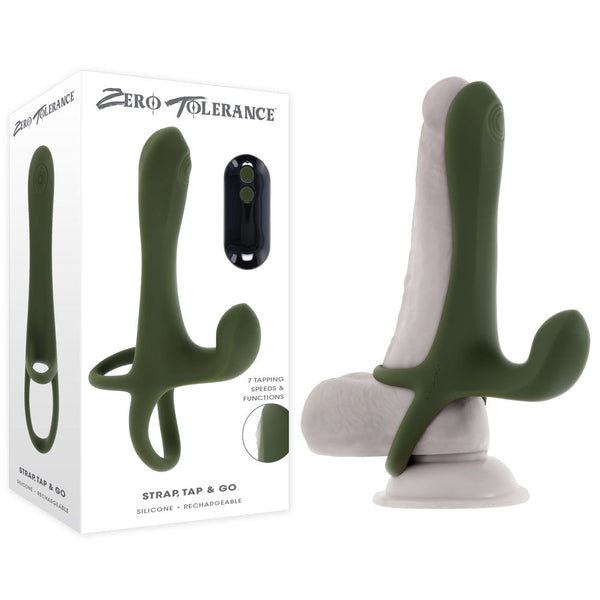Zero Tolerance Strap Tap & Go Green Usb Rechargeable Vibrating Tapping  Sleeve With Wireless Remote  Extenders & Enlargers