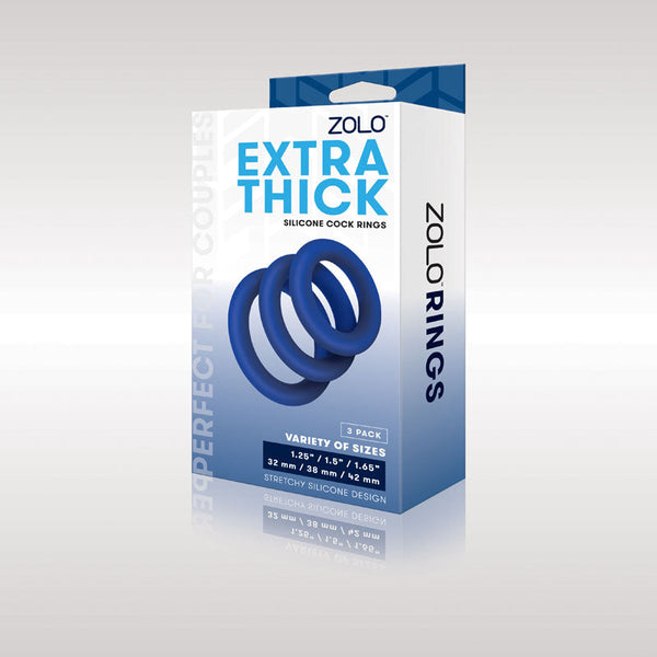 Zolo Extra Thick Silicone 3 Pack Blue  Rings