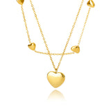 Veile Studios Fashion Jewelry Multilayer Heart Pendant Necklaces Stainless Steel Chain Choker Necklaces & Pendants