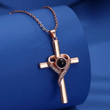 Veile Studios Languages I Love You Projection Necklace Pendant Cross Memorial Jewelry For Women Necklaces & Pendants