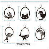 Veile Studios Acrylic Dangle Round Asymmetric Black Animals Drop Jewellery Earrings