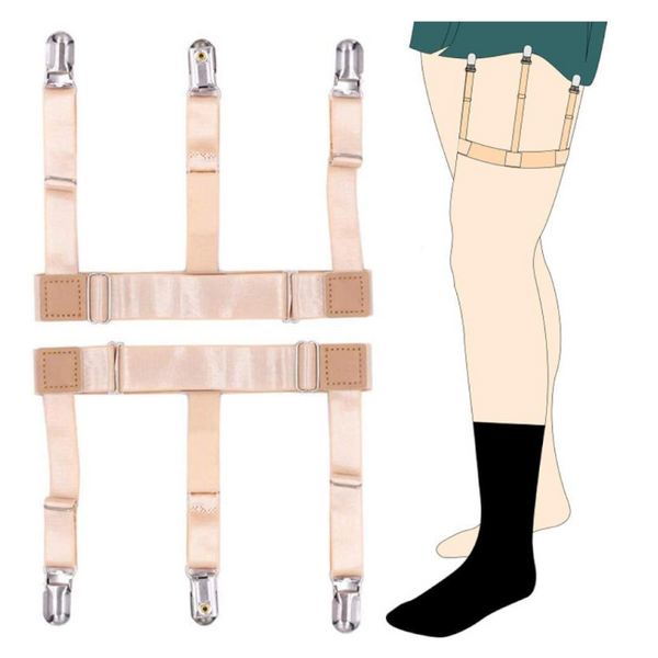 Uniform Dress Shirt Stay Holders Elastic With Non Slip Locking Clamps Garter Belts