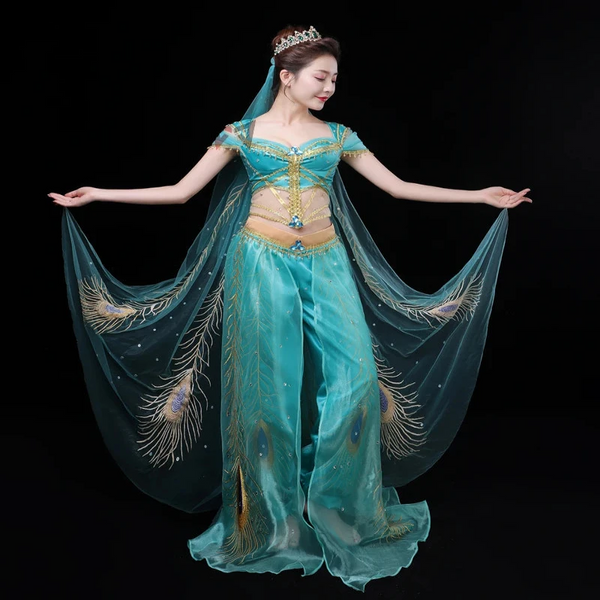 Aladdin Jasmine Princess Embroidery Cosplay Costume For Adult Women Girls Anime Costumes Women