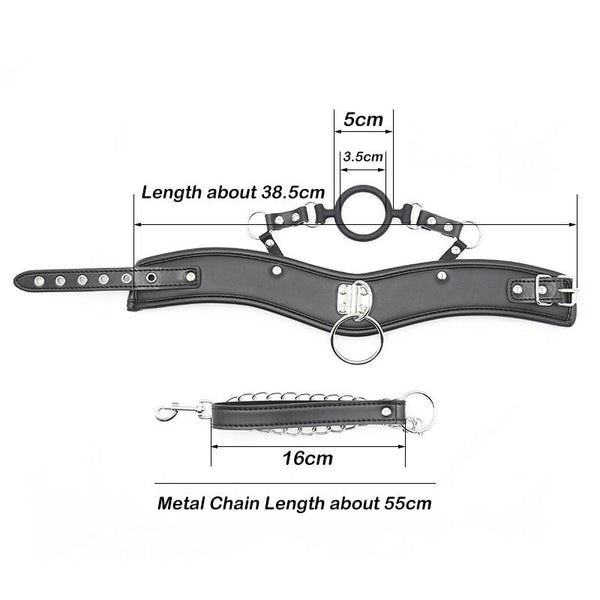 Black Posture Collar O Ring Gag Chain Leash   Restraints Collars & Leashes