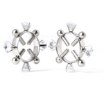 House Of Dasein  2Pcs Nipple Clamps Stainless Steel Crystal Ring Breast Clips Stimulator Erotic Sm Toys For Women 5 Colors Choose Nipple & Clitoral To