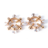 House Of Dasein  2Pcs Nipple Clamps Stainless Steel Crystal Ring Breast Clips Stimulator Erotic Sm Toys For Women 5 Colors Choose Nipple & Clitoral To
