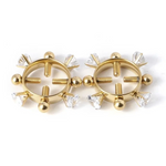 House Of Dasein  2Pcs Nipple Clamps Stainless Steel Crystal Ring Breast Clips Stimulator Erotic Sm Toys For Women 5 Colors Choose Nipple & Clitoral To