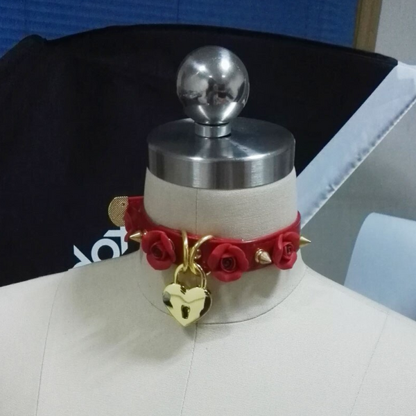 Collar Spikes Flowers Choker Necklaces Slave Play Owned Submissive Collars & Leashes